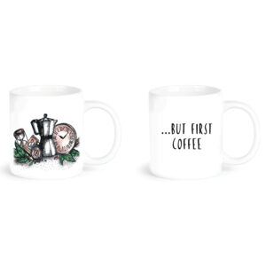 "but first coffee"  Сeramic Mugs. You can choose the shape and volume