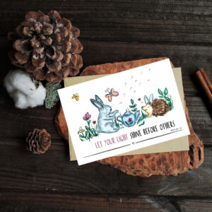 Postcard "hedgehog and rabbit"