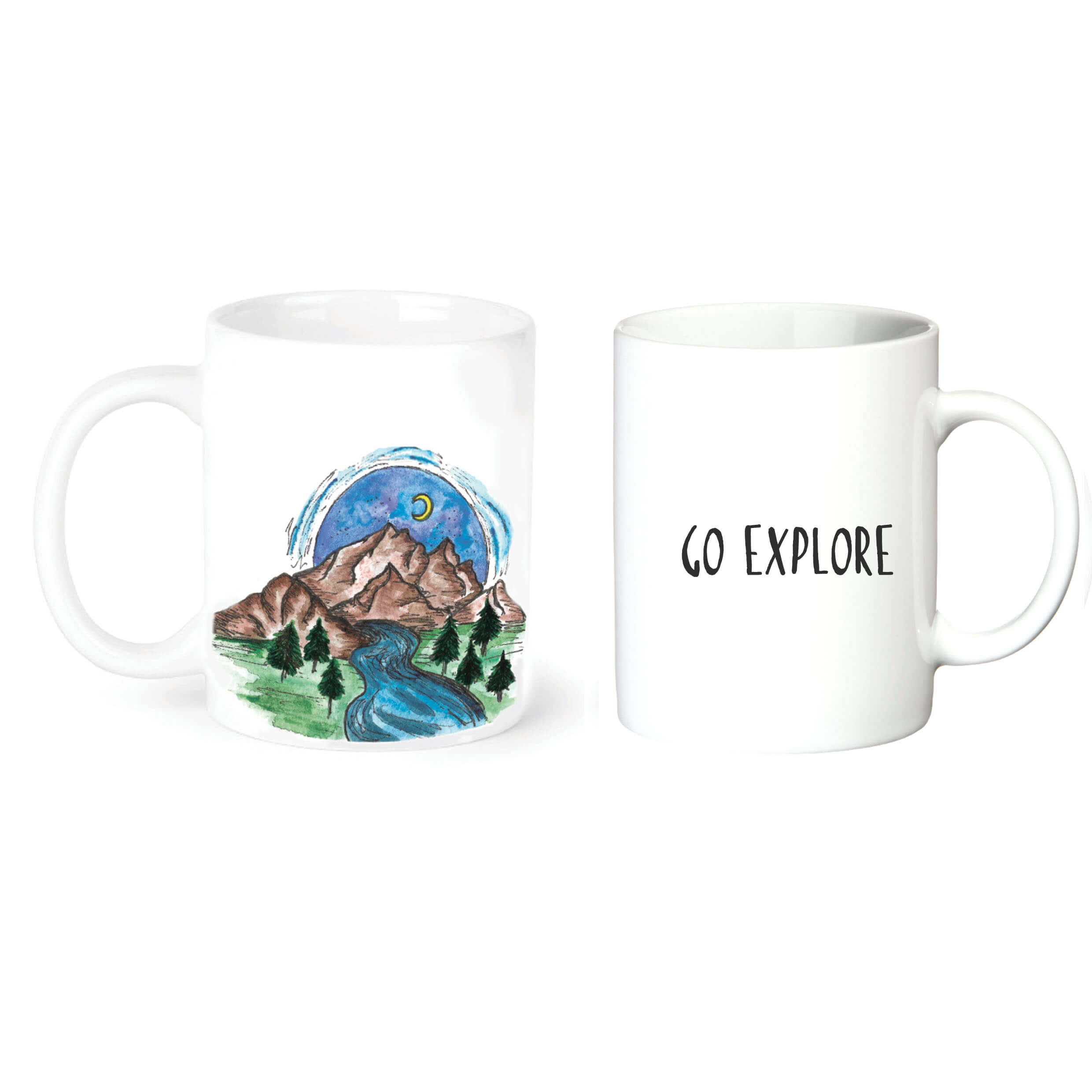 "go to the mountains" Сeramic Mugs. You can choose the shape and volume