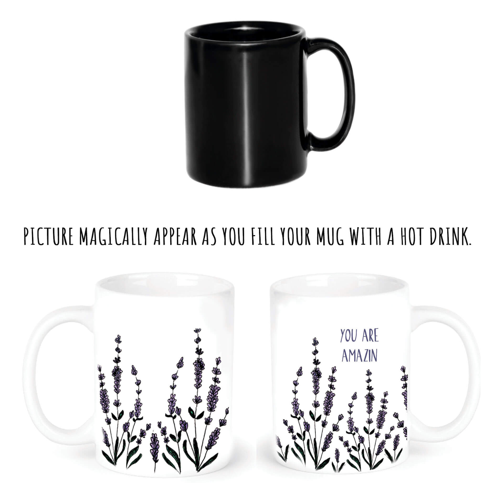 "you are amazing" Сeramic magic Mugs. You can choose the shape and volume