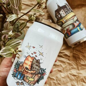 "Travel cats" Vacuum Insulated Coffee Mugs. You can choose the shape and volume