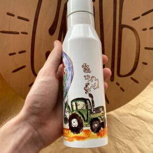 "the tractor is a hero" Thermos Bottle. You can choose the shape and volume