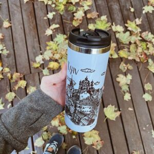 "Kyiv" Vacuum Insulated Coffee Mugs. You can choose the shape and volume