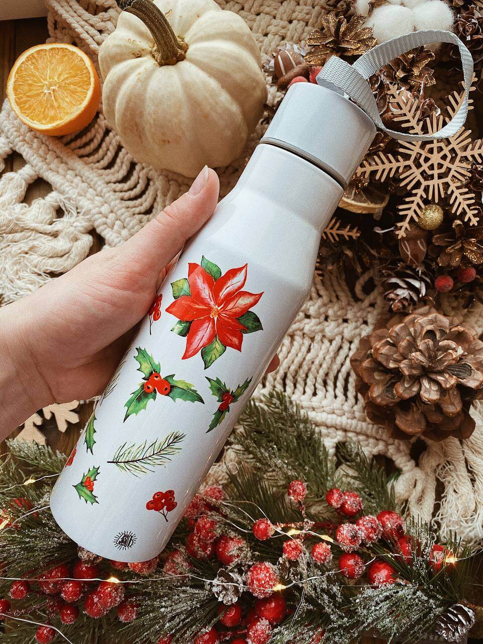 "Winter flower" Thermos Bottle. You can choose the shape and volume