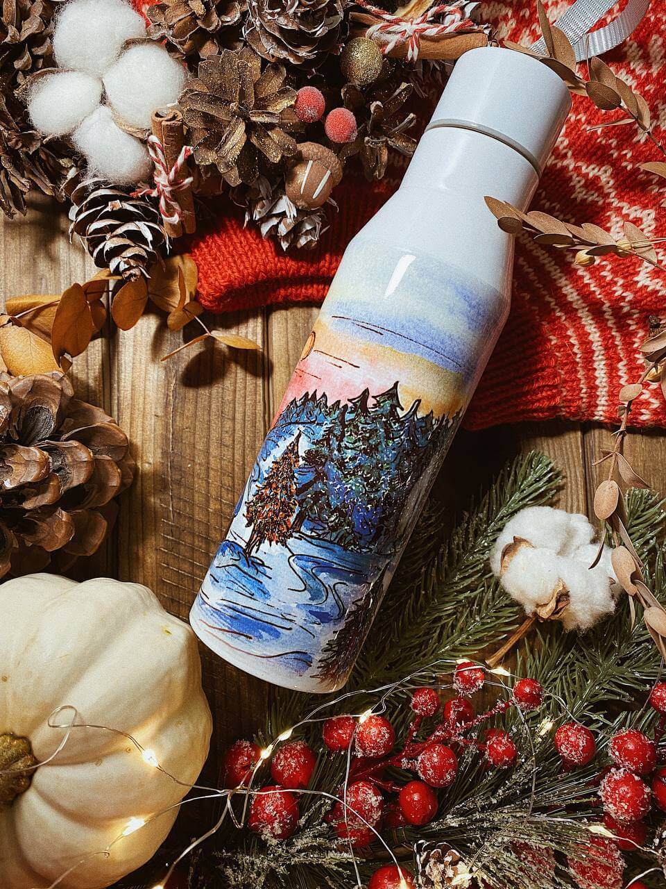 "Winter House" Thermos Bottle. You can choose the shape and volume - Image 3