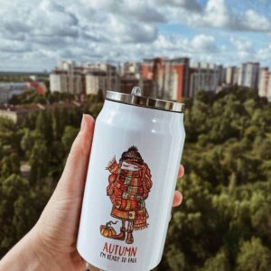 "Autumn" Vacuum Insulated Coffee Mugs. You can choose the shape and volume