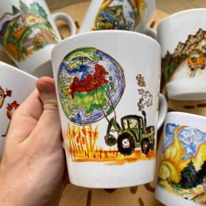 " the tractor is a hero"  Сeramic Mugs. You can choose the shape and volume