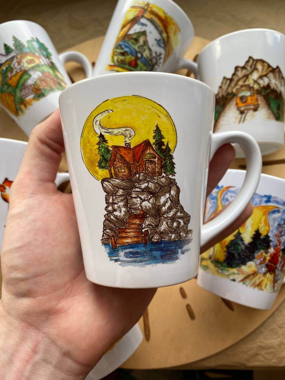 "house on the rock" Сeramic Mugs. You can choose the shape and volume