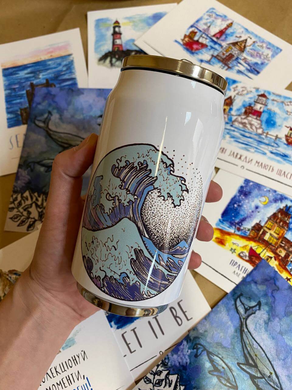 "wave" Vacuum Insulated Coffee Mugs. You can choose the shape and volume