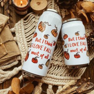 "I love fall" Vacuum Insulated Coffee Mugs. You can choose the shape and volume