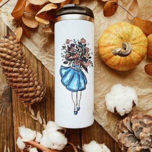 "spring girl" Vacuum Insulated Coffee Mugs. You can choose the shape and volume