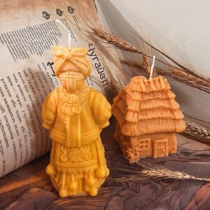 Candles set "Ukrainian House + Doll Motanka"