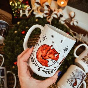 "Winter fox"  Сeramic Mugs. You can choose the shape and volume
