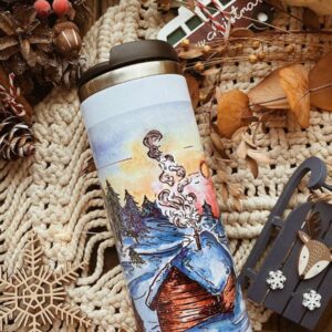 "Cabin" Vacuum Insulated Coffee Mugs. You can choose the shape and volume