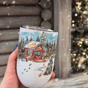 "Cabin 2" Vacuum Insulated Coffee Mugs. You can choose the shape and volume