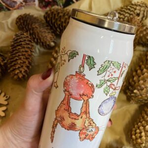 "Winter cat" Vacuum Insulated Coffee Mugs. You can choose the shape and volume