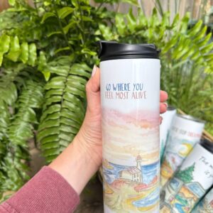 "sunset" Vacuum Insulated Coffee Mugs. You can choose the shape and volume